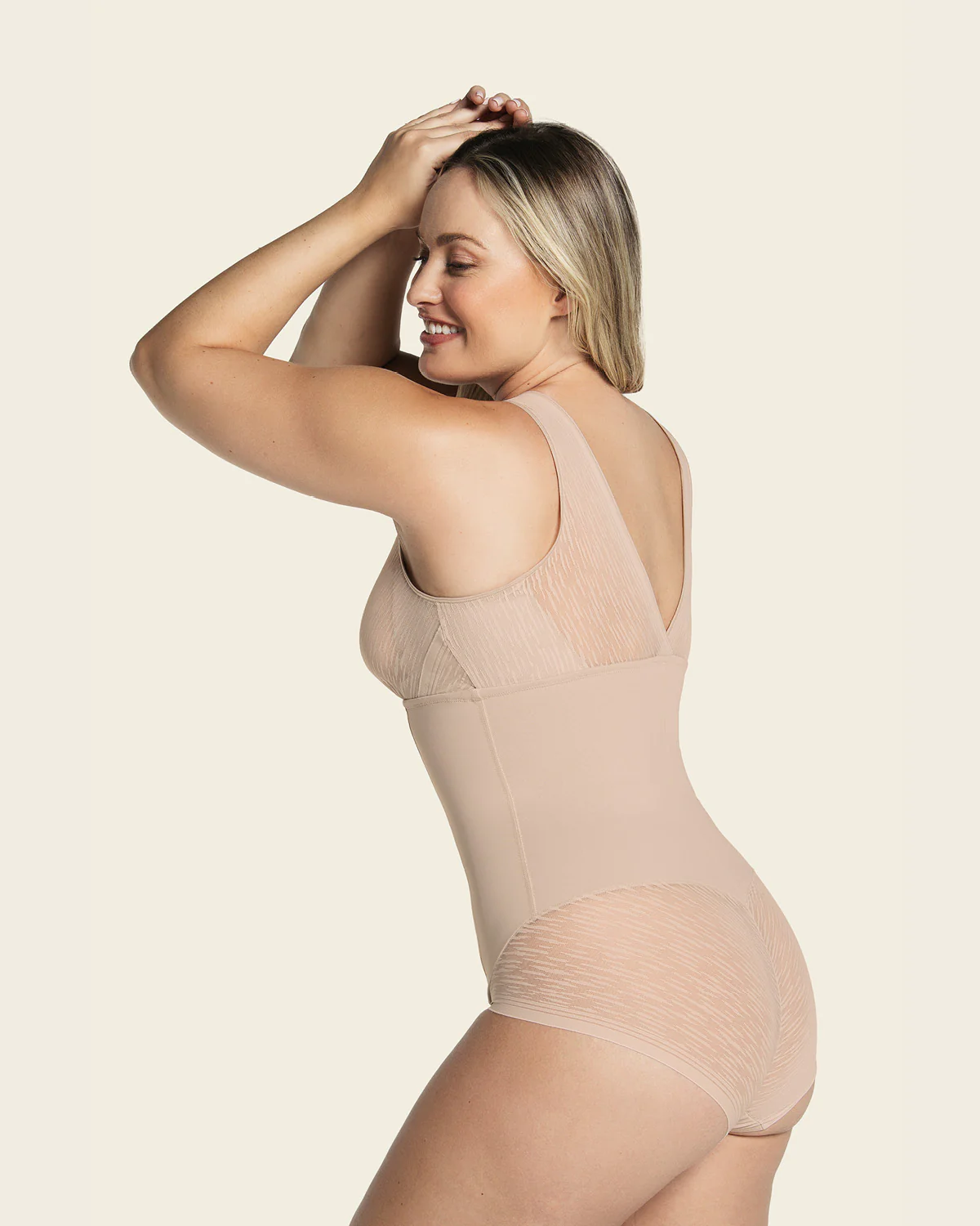 Sheer Stripe Detail Sculpting Bodysuit - Image 13