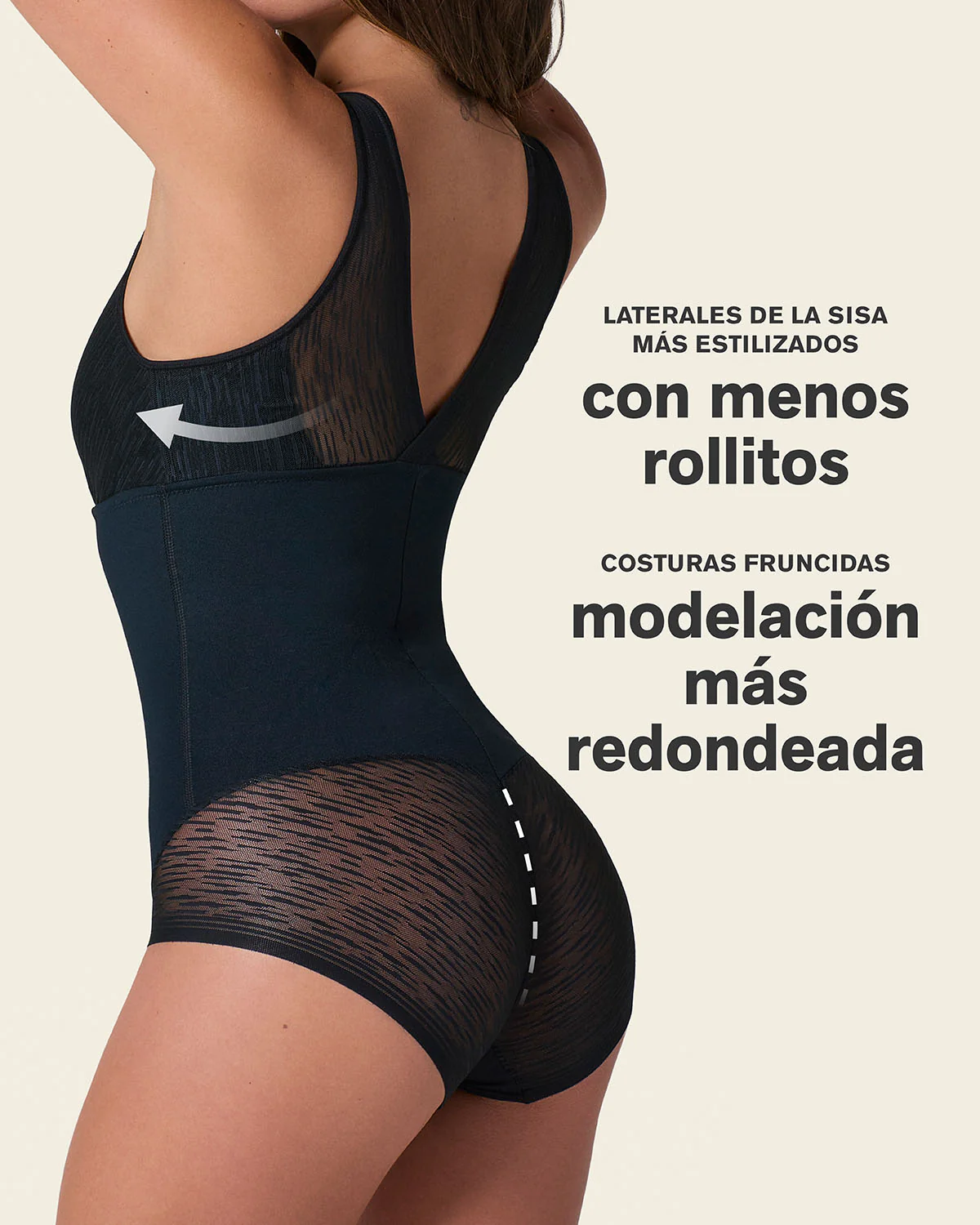 Sheer Stripe Detail Sculpting Bodysuit - Image 5