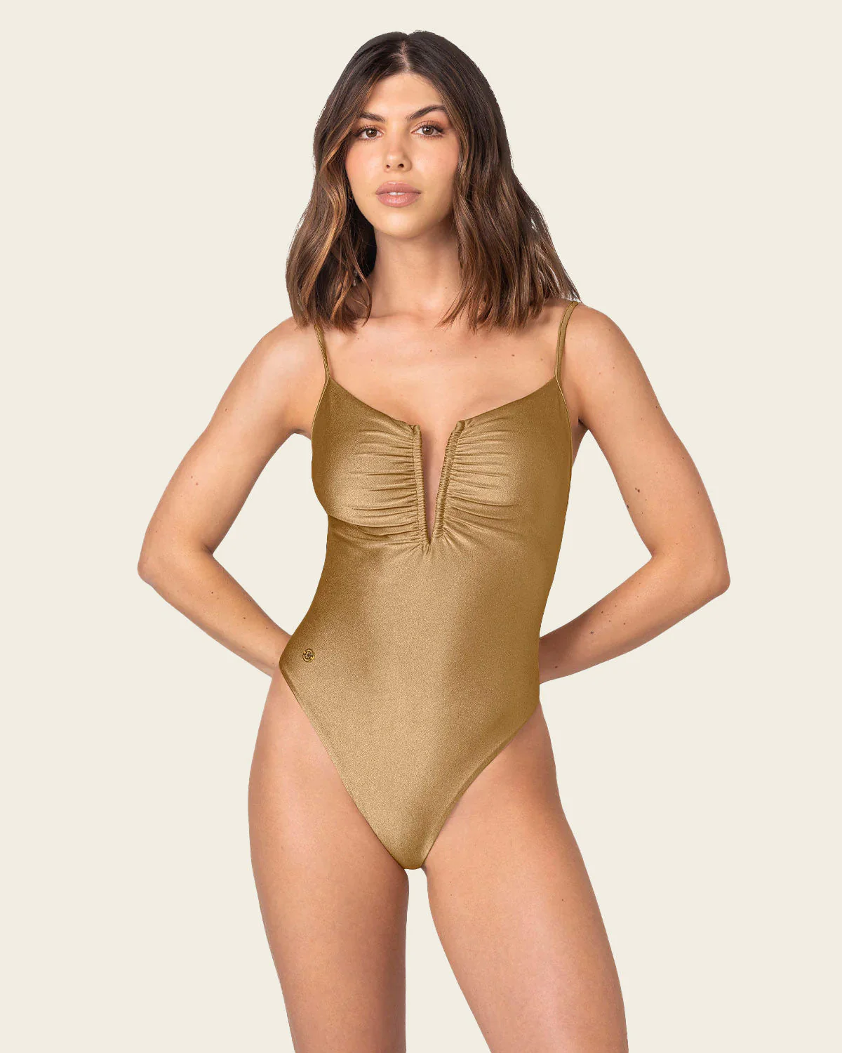 Shimmering V-Plunge One-Piece Swimsuit