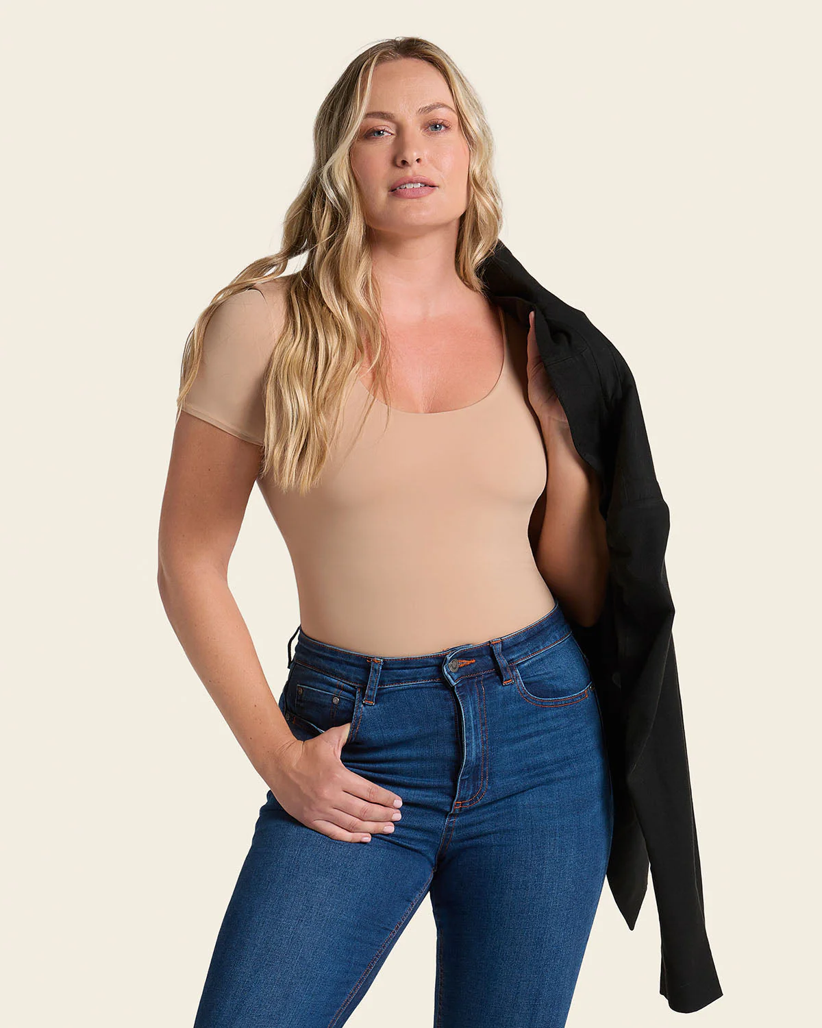 Short Sleeve Round Neck Shaper Bodysuit - Image 4