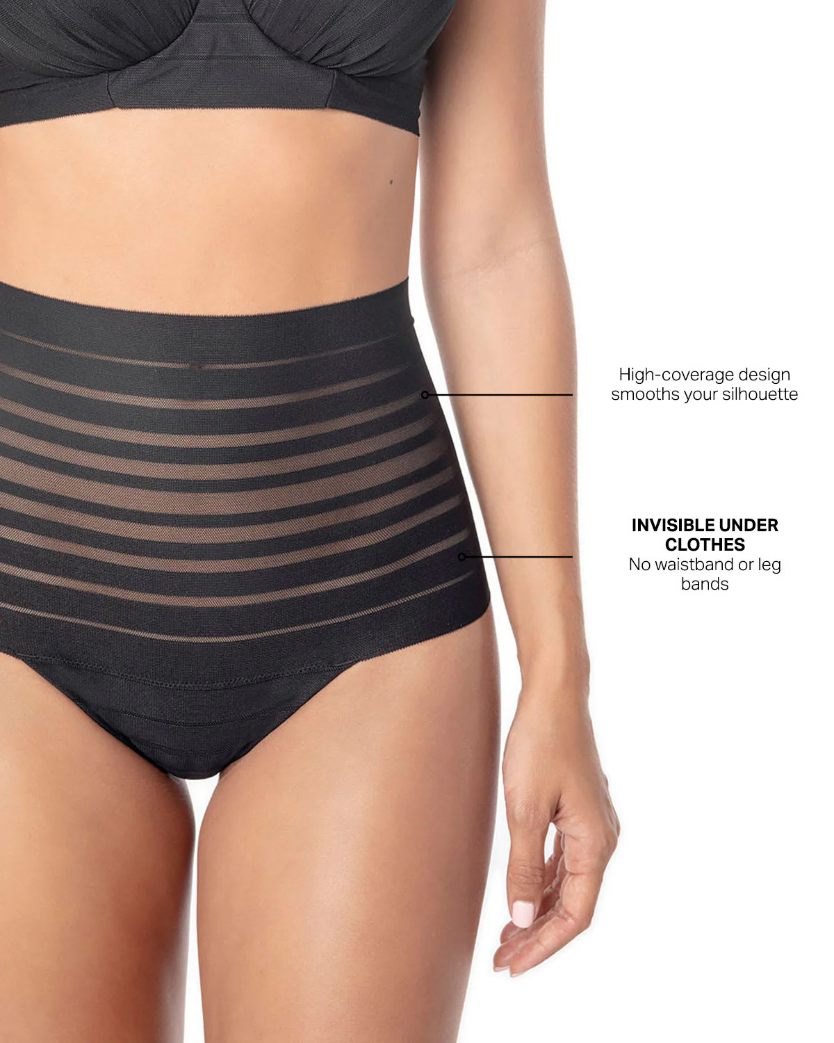 Slimming Lace Stripe High-Waisted Thong knicker - Image 16