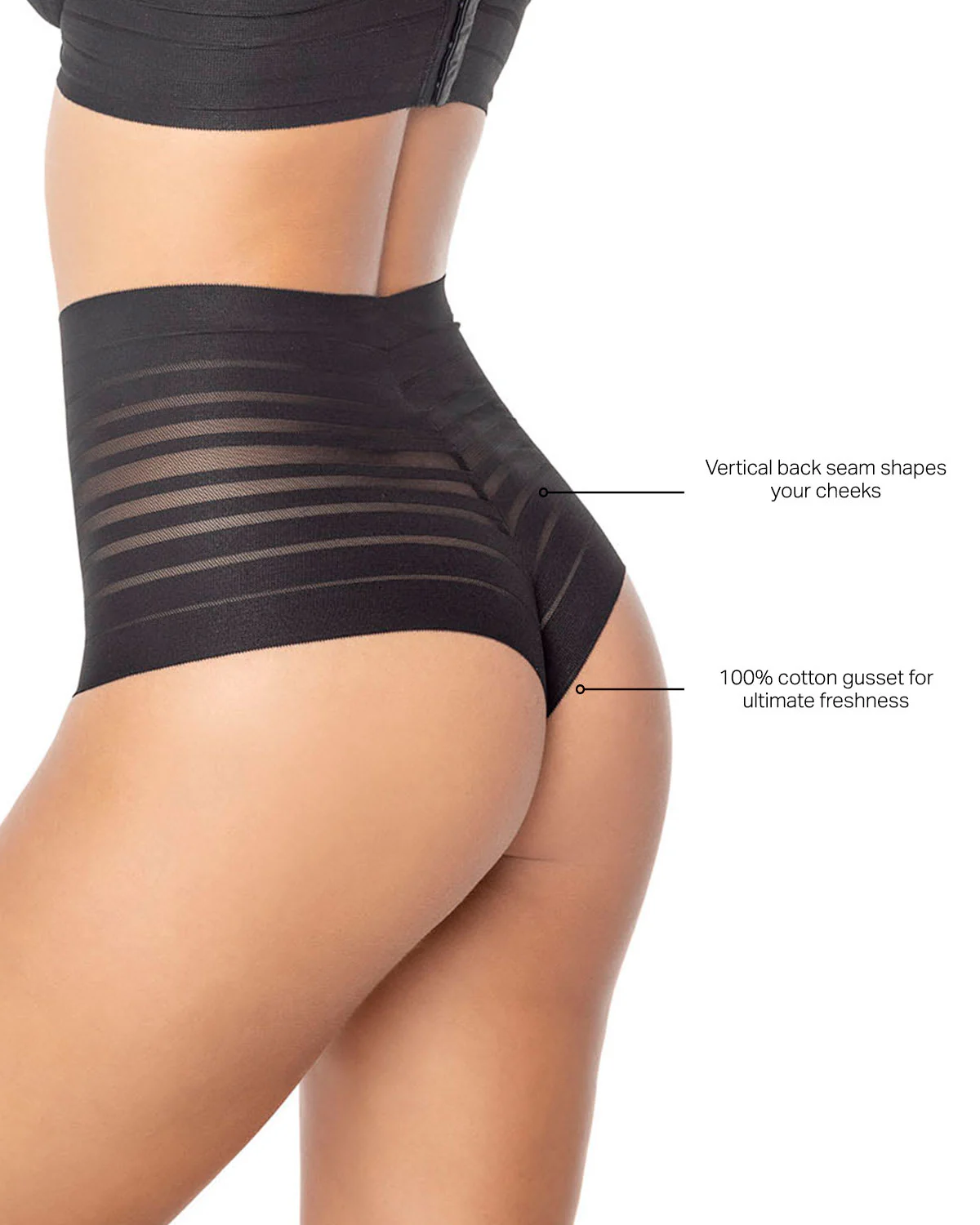 Slimming Lace Stripe High-Waisted Thong knicker - Image 17