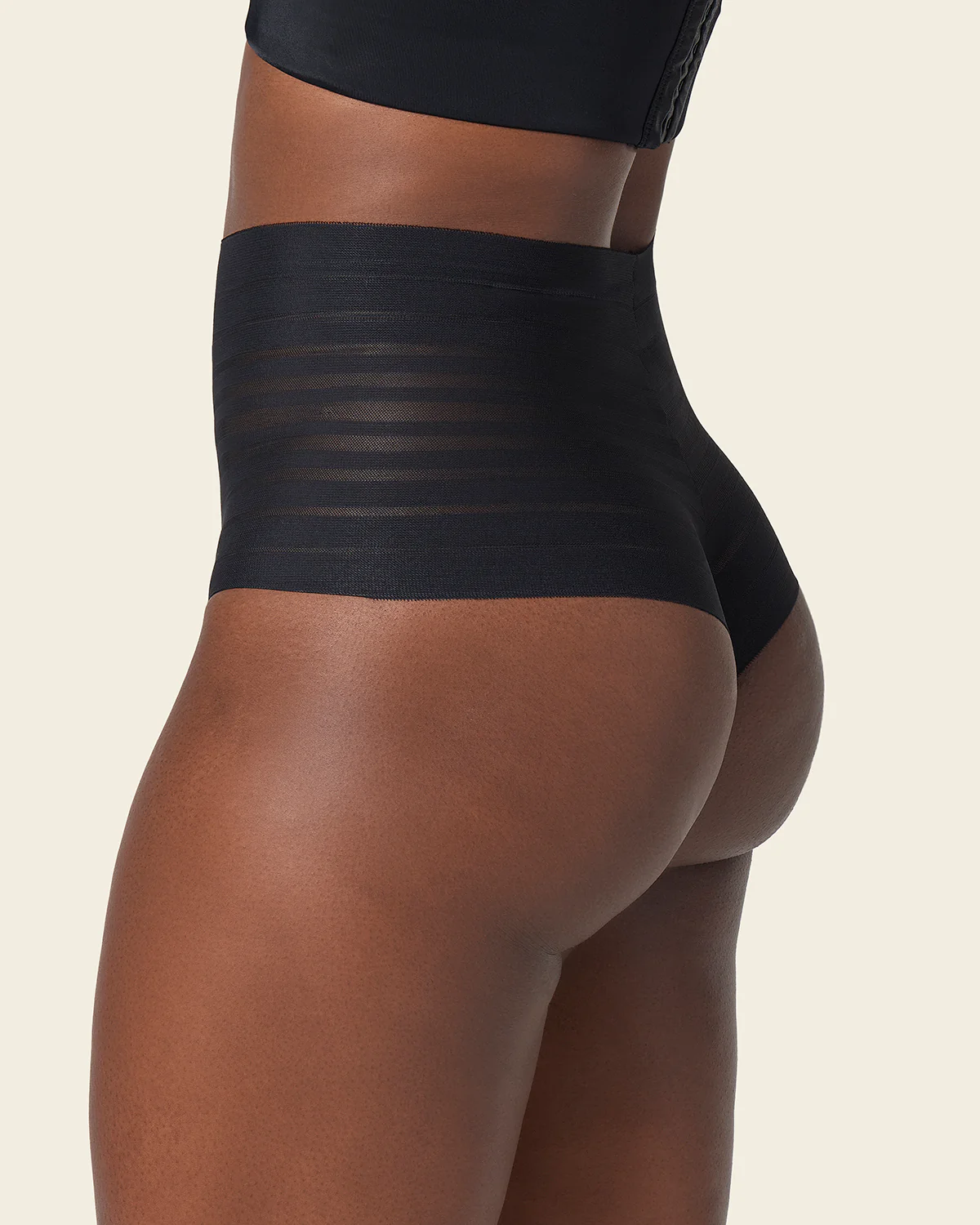 Slimming Lace Stripe High-Waisted Thong knicker - Image 2