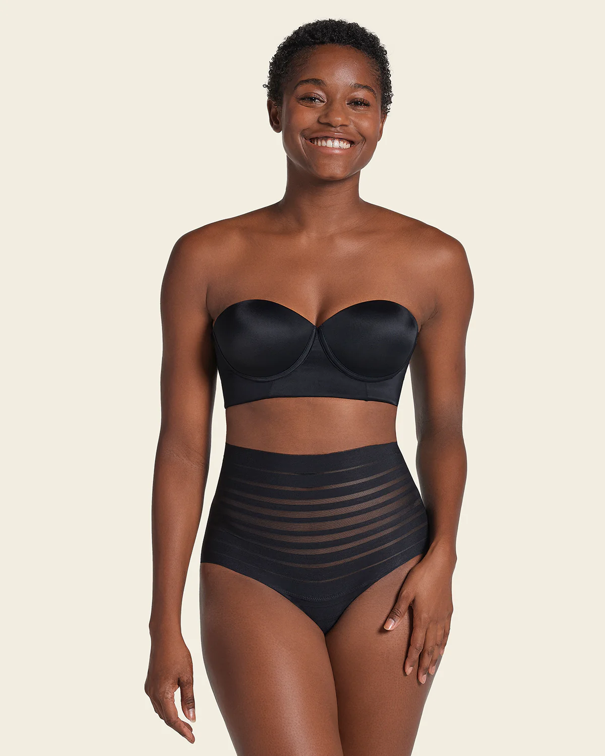 Slimming Lace Stripe High-Waisted Thong knicker - Image 3