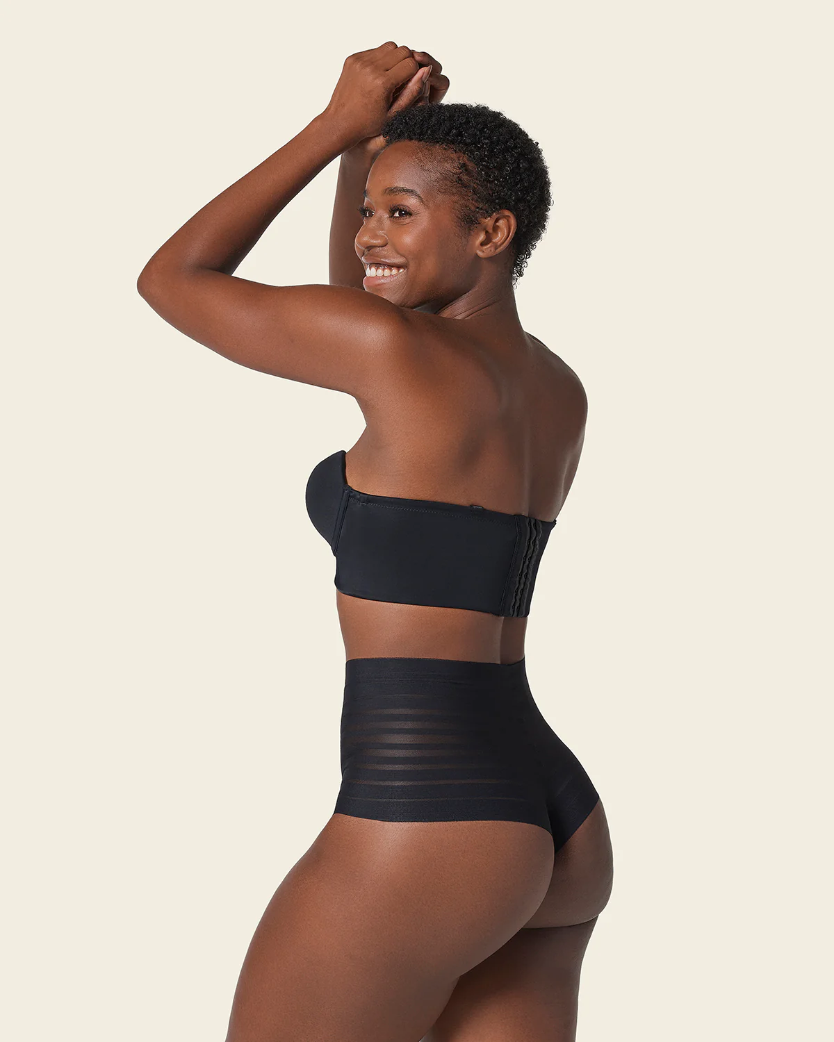 Slimming Lace Stripe High-Waisted Thong knicker - Image 4