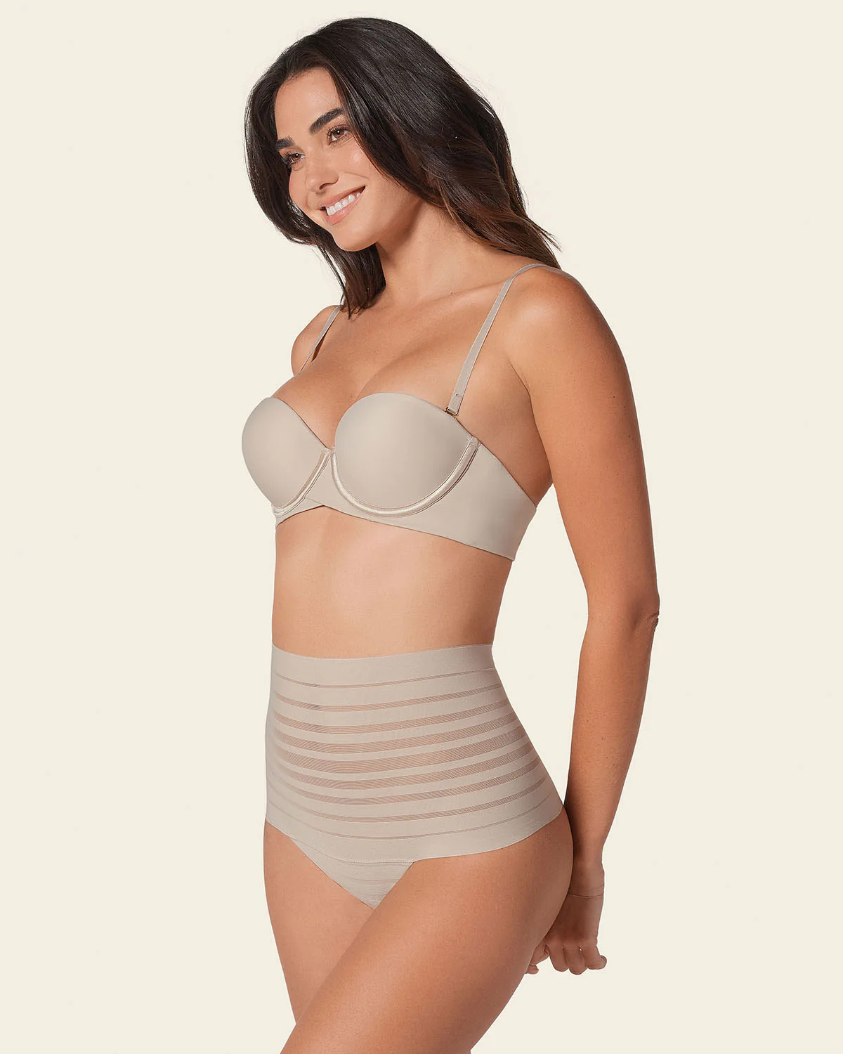 Slimming Lace Stripe High-Waisted Thong knicker - Image 7