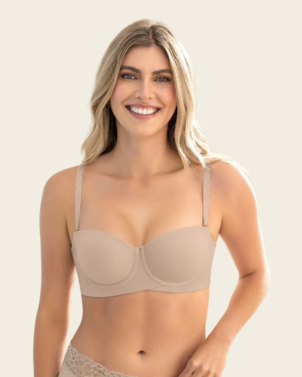 Strapless Contouring Lined Bra with Criss-Cross Underbust Band