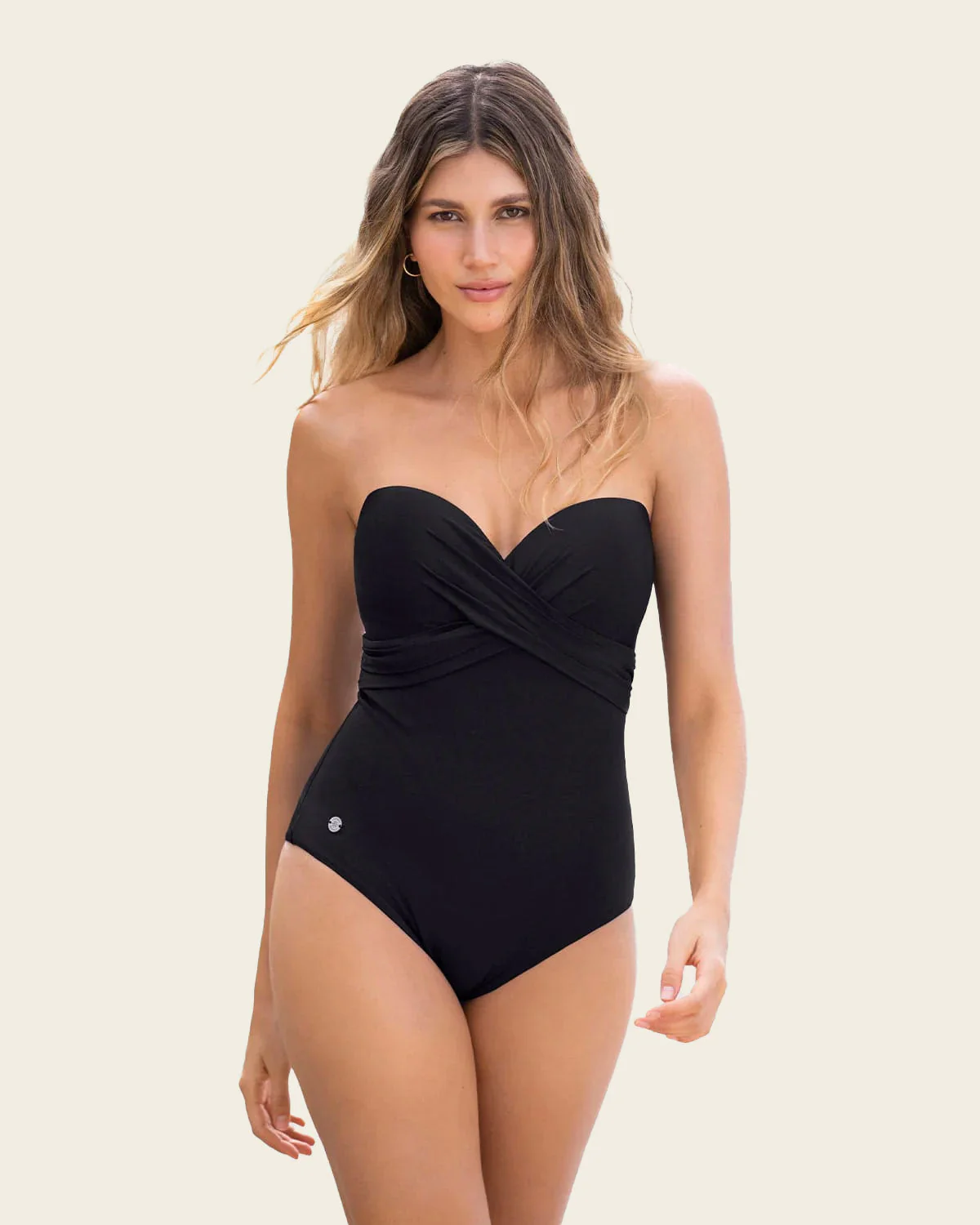 Strapless One-Piece Slimming Swimsuit with Underwire Push-Up Cups