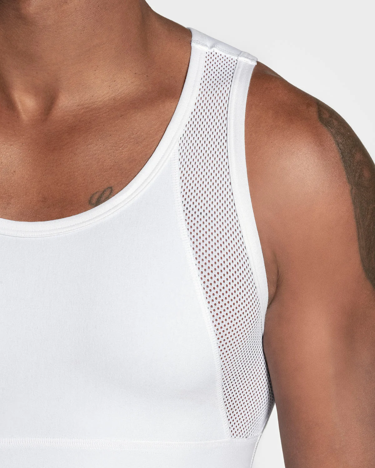 Stretch Cotton Moderate Compression Shaper Singlet with Mesh Cutouts - Image 15
