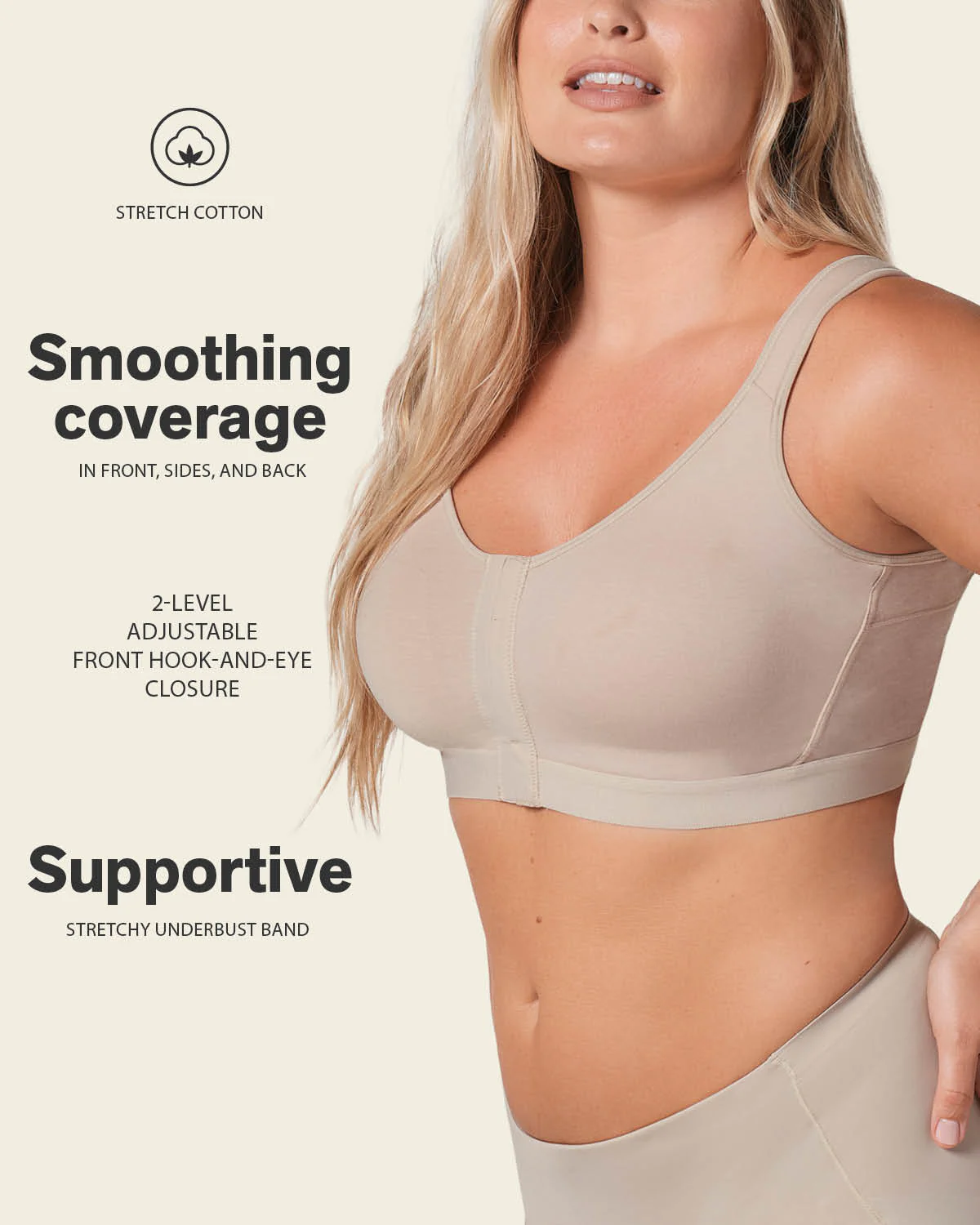Stretch Cotton Wireless Posture Corrector Bra - Image 4