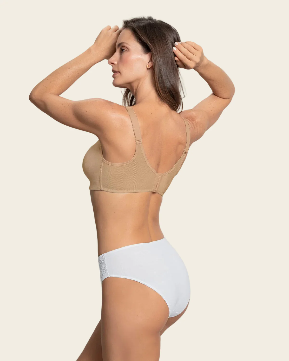 Unlined Stretch Cotton High Coverage Wireless Bra - Image 4