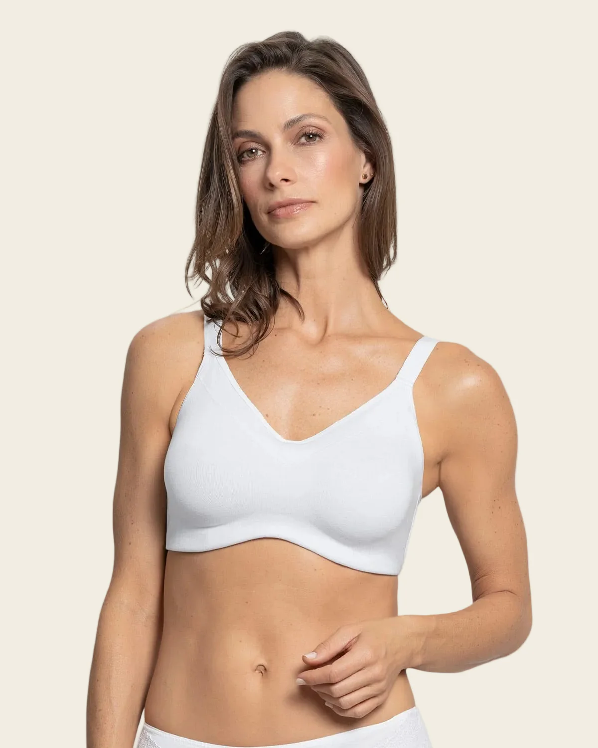 Unlined Stretch Cotton High Coverage Wireless Bra - Image 5