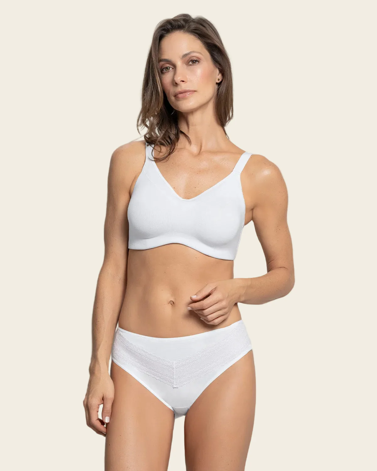 Unlined Stretch Cotton High Coverage Wireless Bra - Image 7