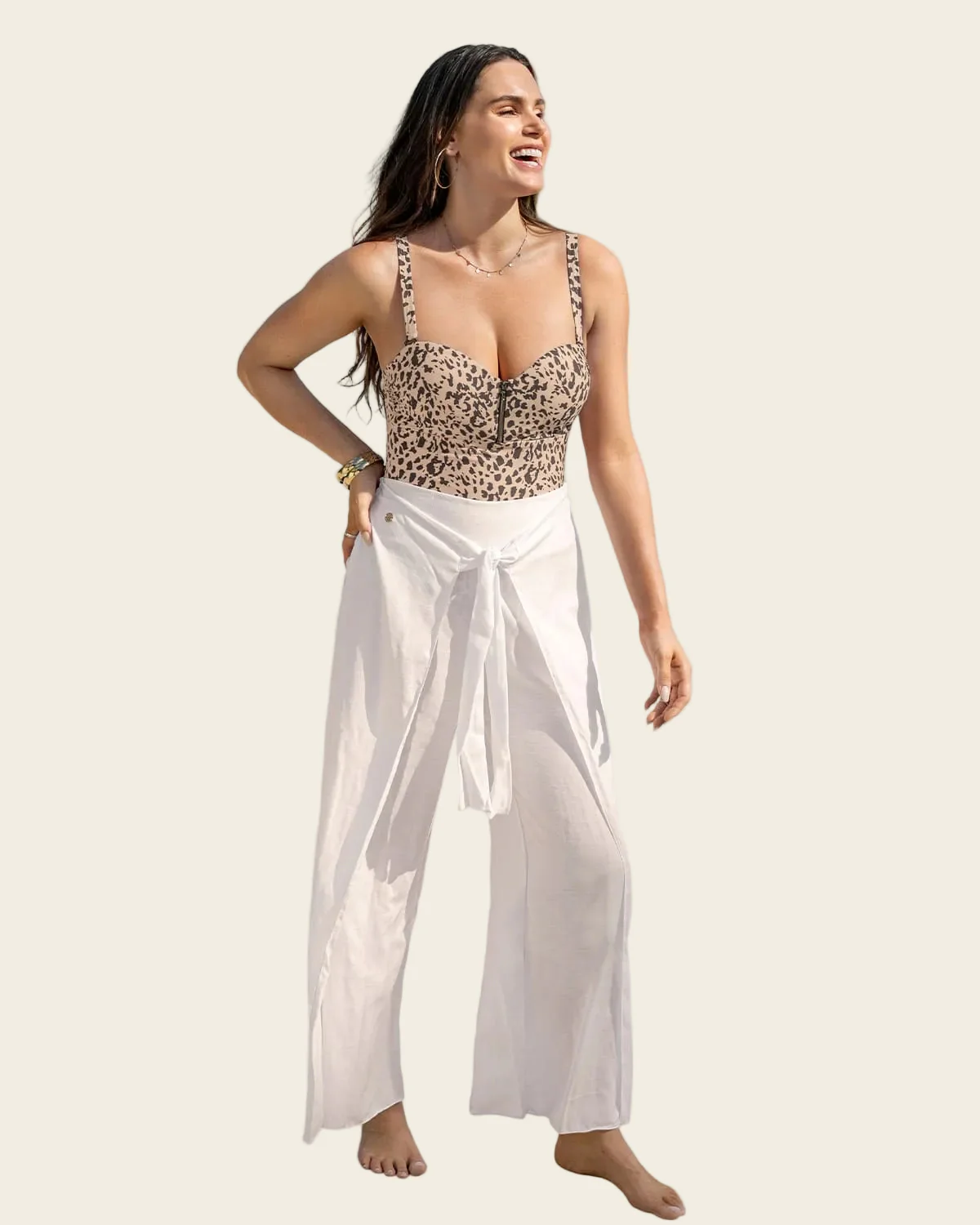 Wide Leg Layered Split Cover-Up Pants