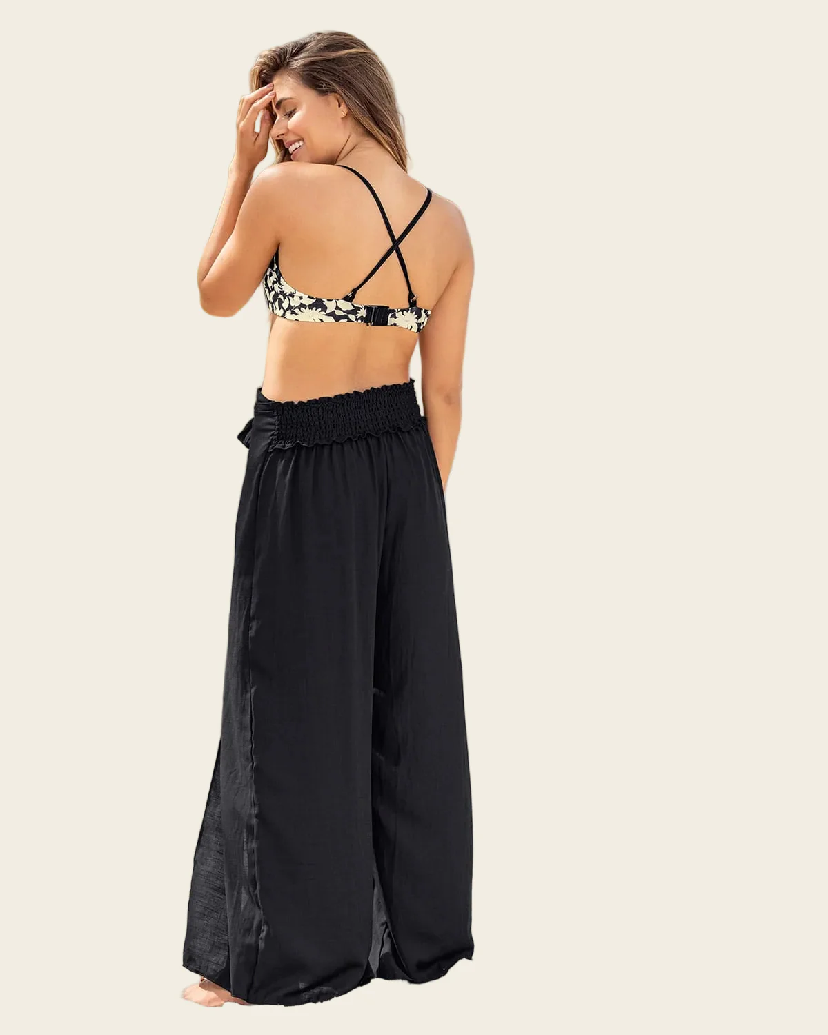 Wide Leg Layered Split Cover-Up Pants - Image 12