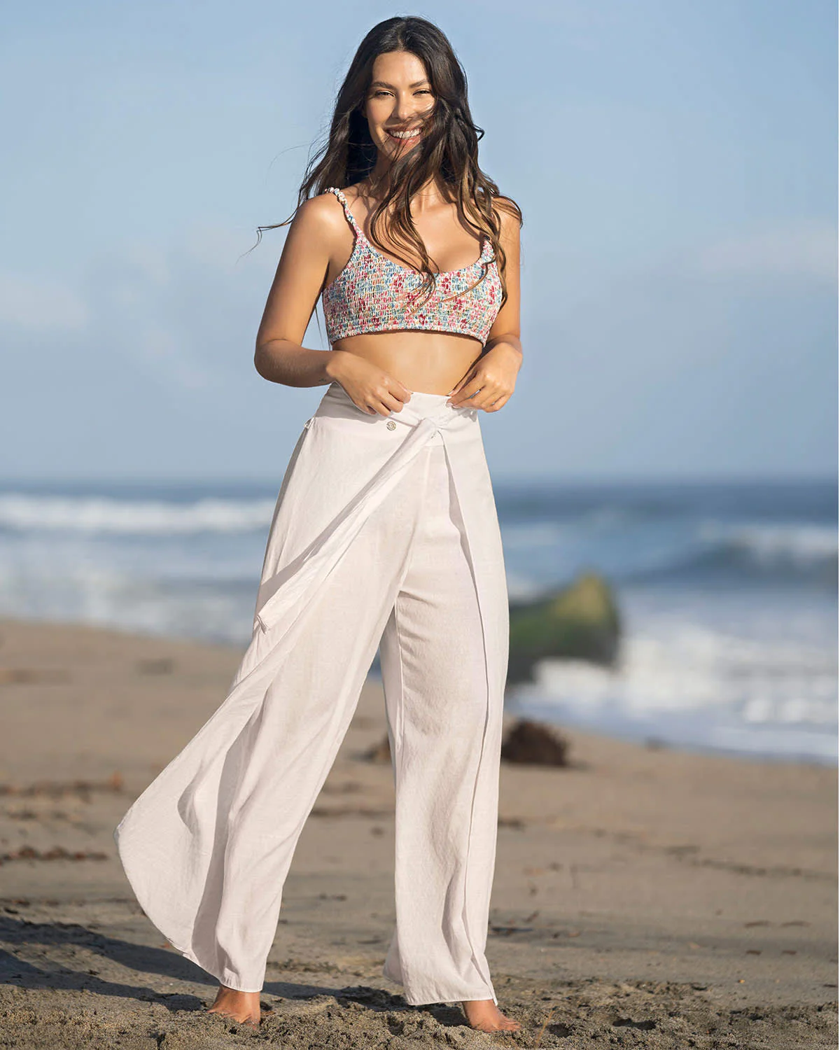 Wide Leg Layered Split Cover-Up Pants - Image 3