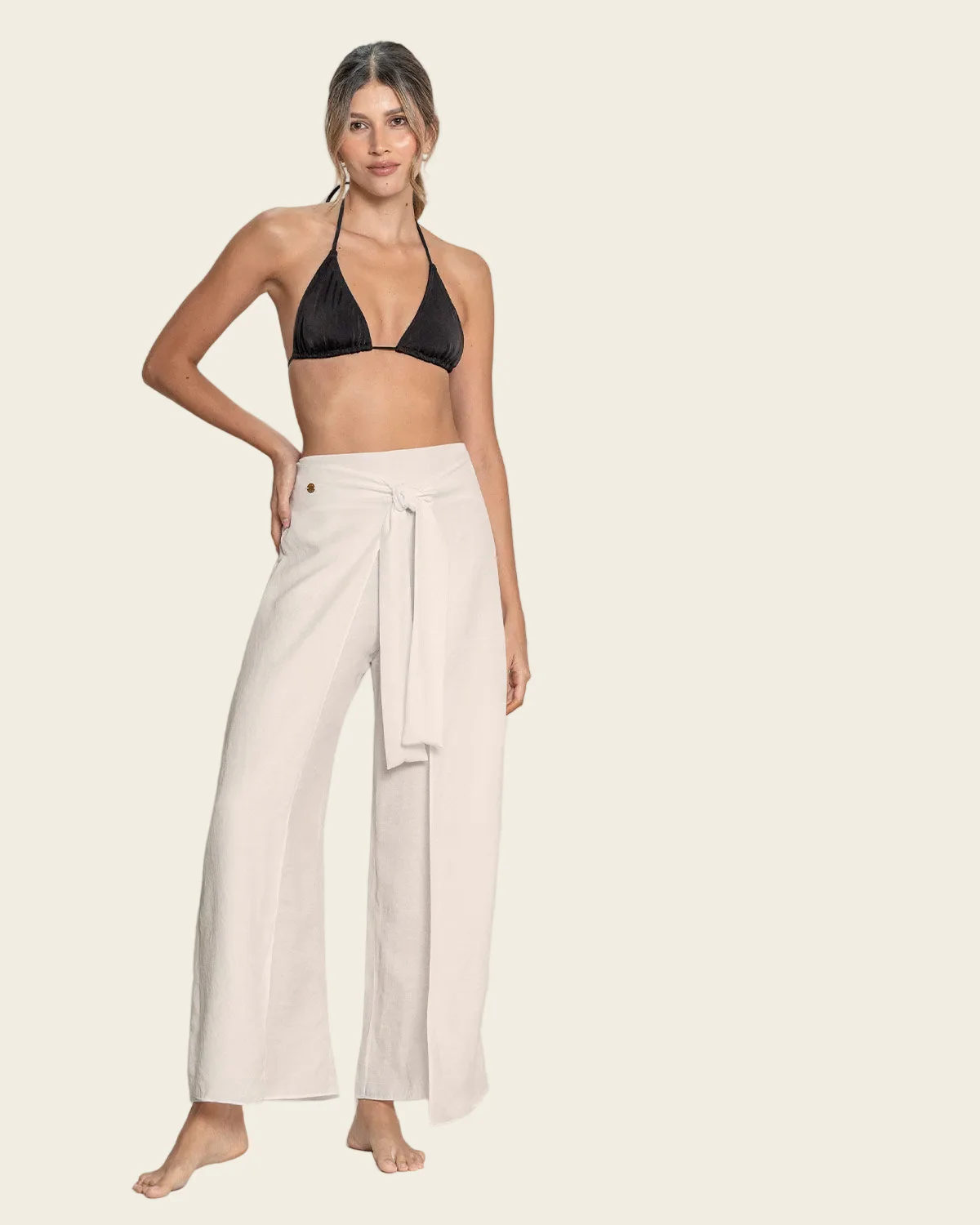 Wide Leg Layered Split Cover-Up Pants - Image 4
